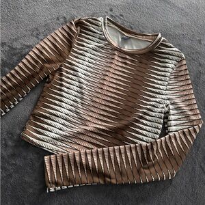 SHEIN Brown and White Striped Top